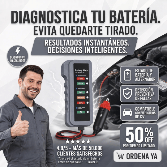 Probador de Batería y Alternador Digital Automotriz 12V Profesional