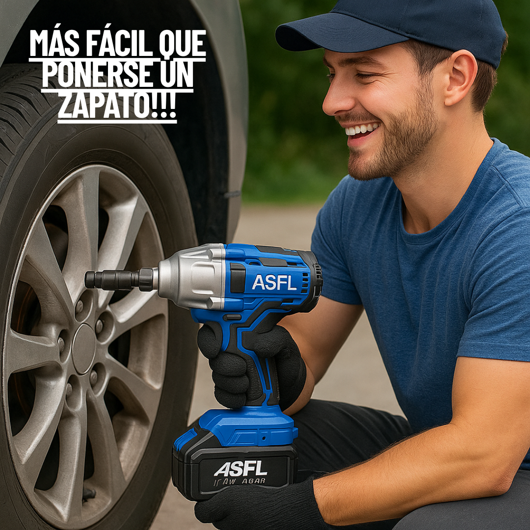 Llave Pistola De Impacto Inalámbrica + Kit Súper Completo con 2 Baterías