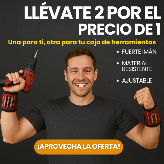 Muñequera Magnética para Tornillos y Herramientas - ¡Te sujeta todo mientras trabajas!