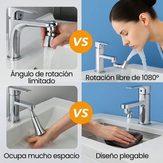 Extensor de Grifo Universal - ¡Giratorio 360° con Doble Modo de Agua!
