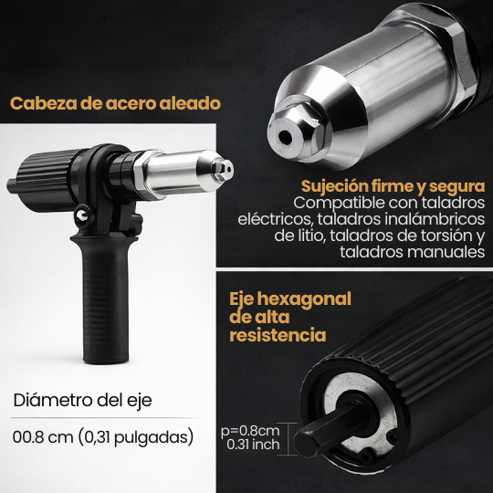 Cabezal Adaptador de Remachadora para Taladro Eléctrico