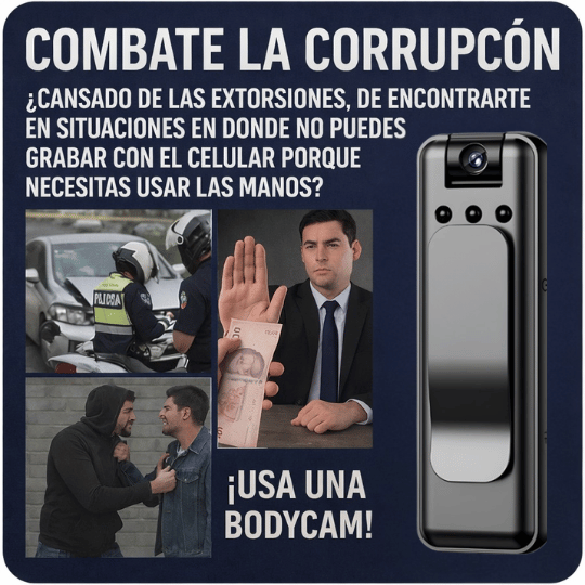 Mini Cámara Corporal Portátil (Bodycam) - Visión Nocturna y Detección de movimiento