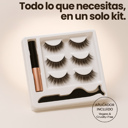 Kit 3 Pares de Pestañas Magnéticas Reutilizables con Delineador Imantado - ¡3 estilos!