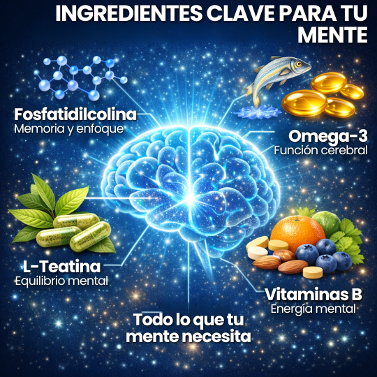 Suplemento Cerebral para Memoria, Enfoque y Concentración - Energía y protección para tu cerebro