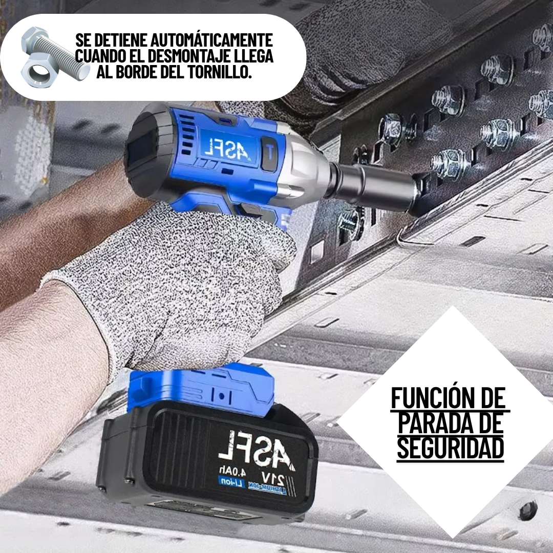 Llave Pistola De Impacto Inalámbrica + Kit Súper Completo con 2 Baterías