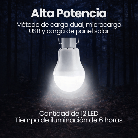 Focos Solares Recargables Portátil - Ideal para Camping o Emergencias