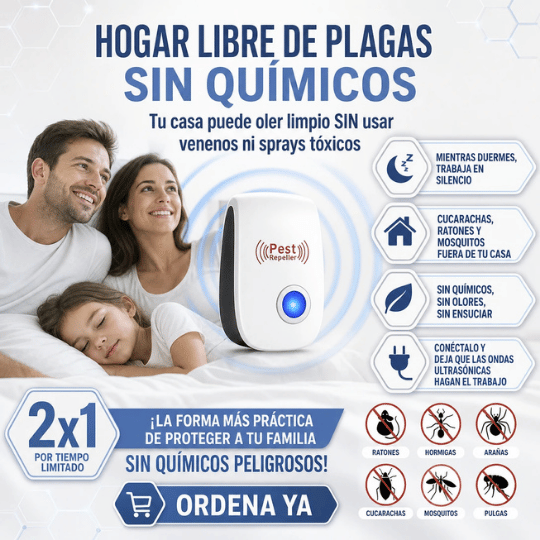 Repelente Ultrasónico Anti Plagas Potente De 360° Para Casa - ¡No más Cucarachas, Ratones Y Mosquitos!