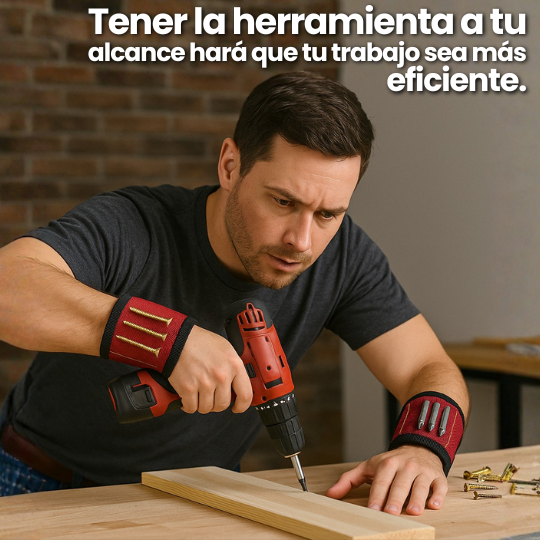 Muñequera Magnética para Tornillos y Herramientas - ¡Te sujeta todo mientras trabajas!