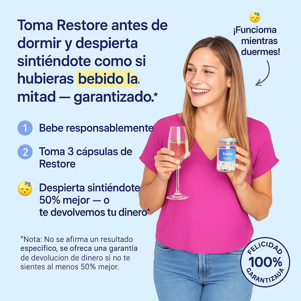 RESTORE® Capsulas Para La Cruda - ¡Despierta como nuevo, sin resaca!