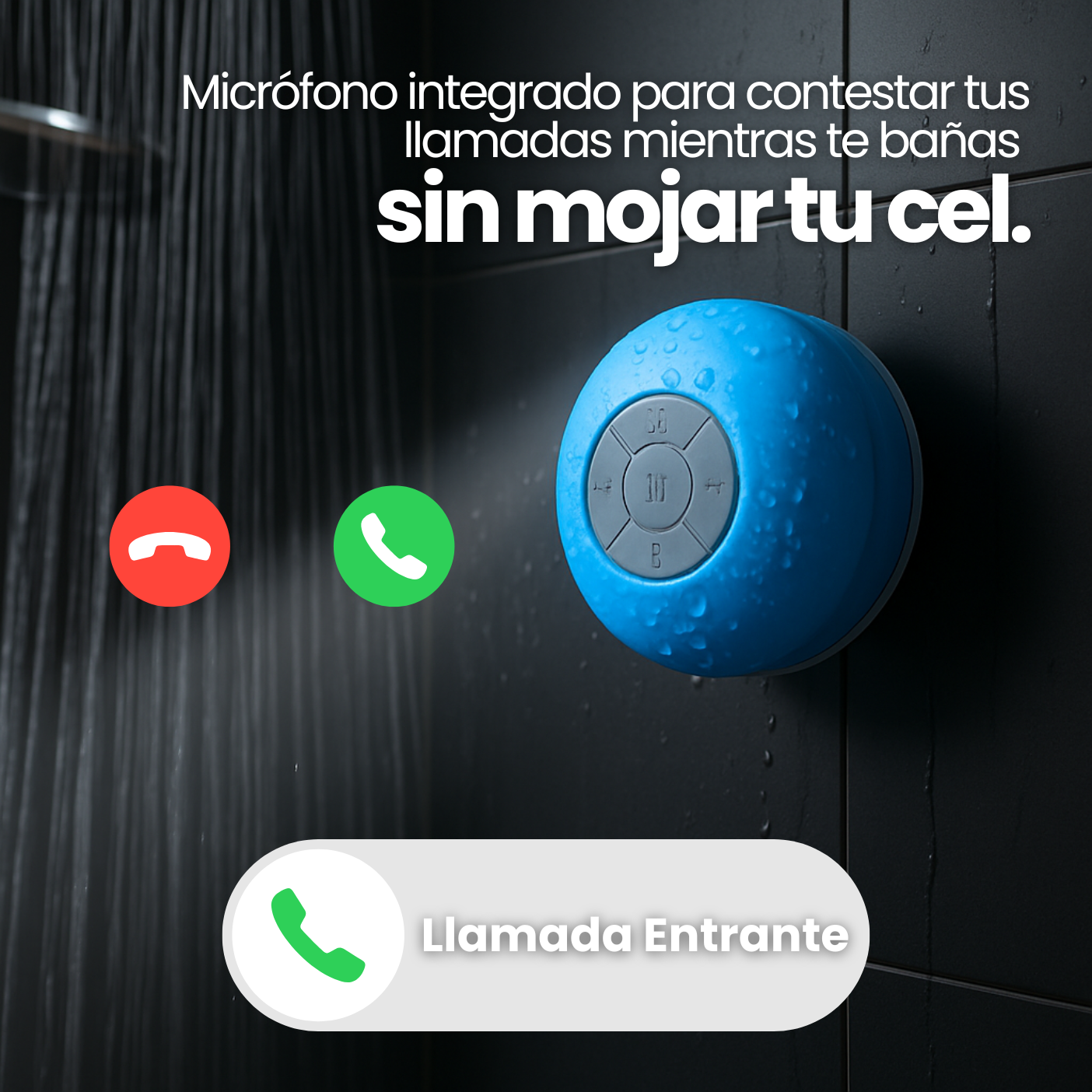 Bocina para Regadera con Bluetooth y Ventosa - Portátil & Resistente al Agua