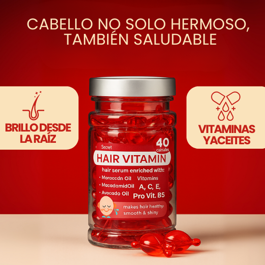 Vitaminas en cápsula para el Cabello - ¡Repara, Nutre y Suaviza! - 40 Cápsulas