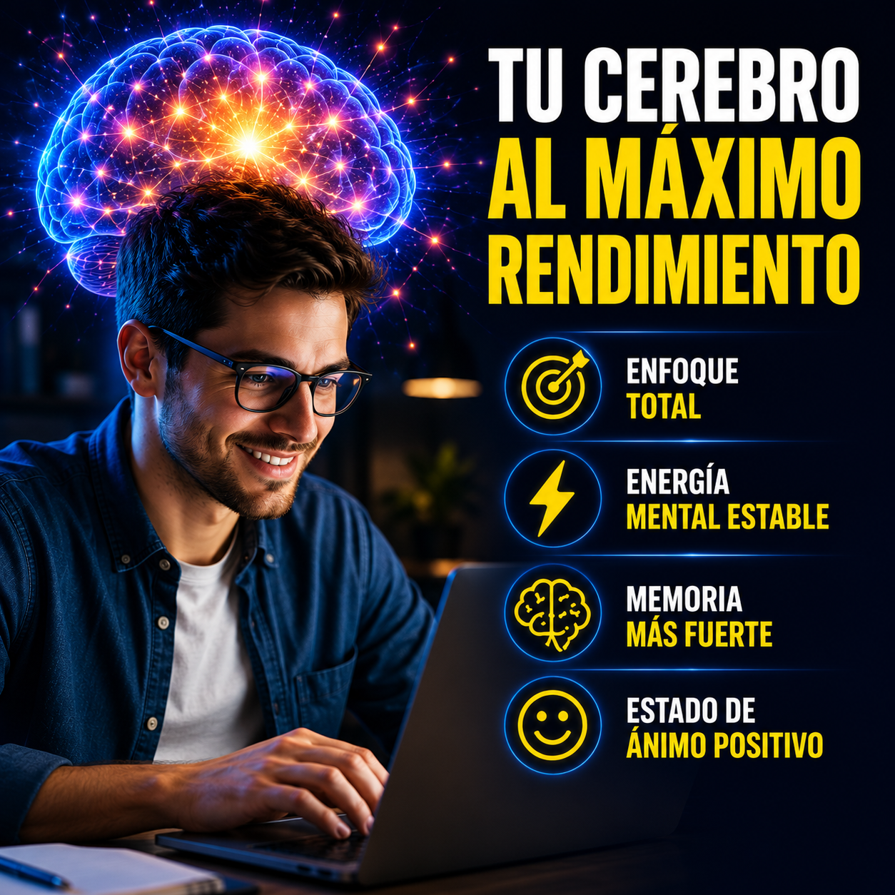 Biohack Mind – Potenciador de Concentración, Memoria y Claridad Mental 60 Cápsulas