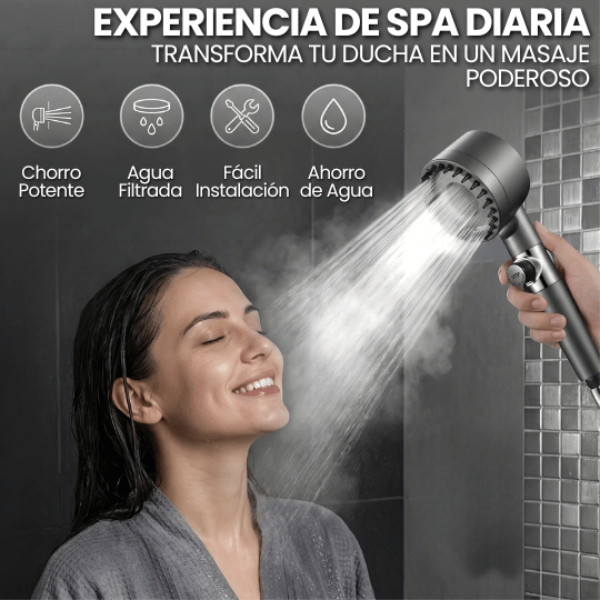 Regadera de Alta Presión con Filtro y Masaje Tipo Spa