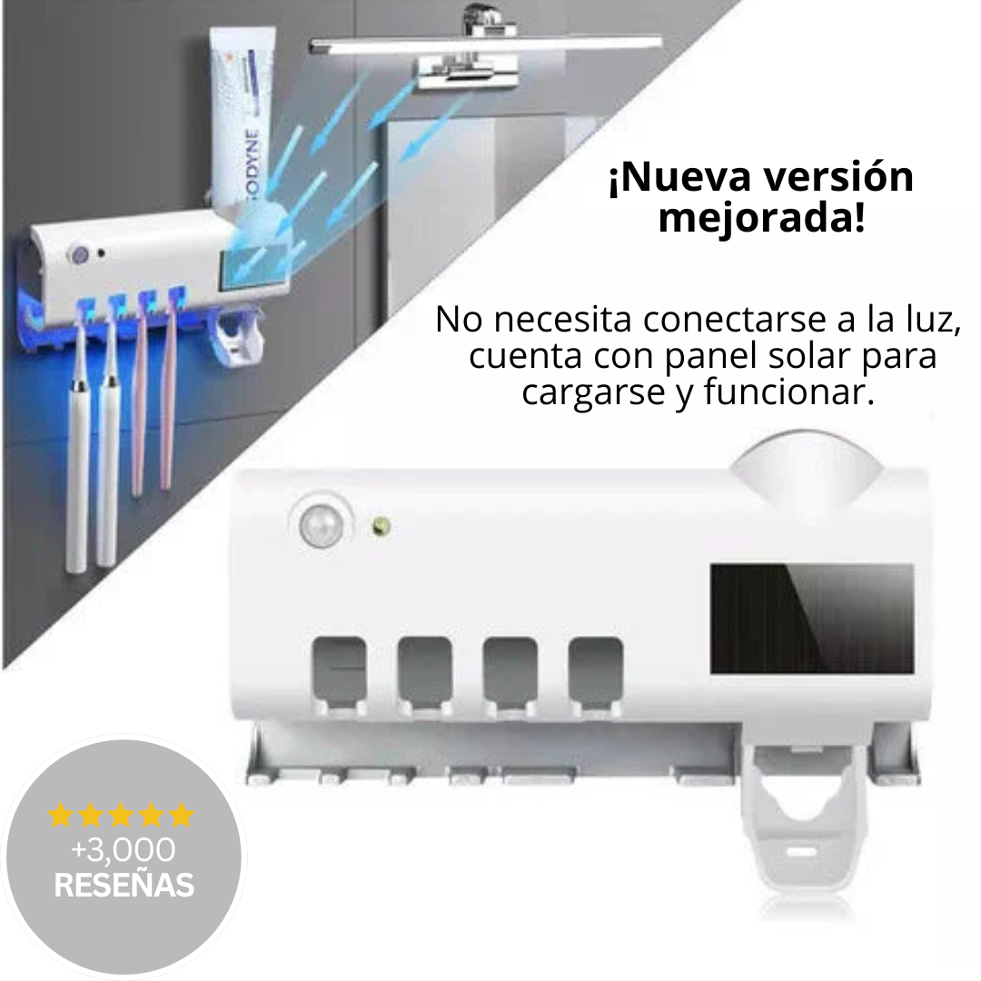Esterilizador y organizador de Cepillos de Dientes 3 en 1 con Dispensador de Pasta de Dientes