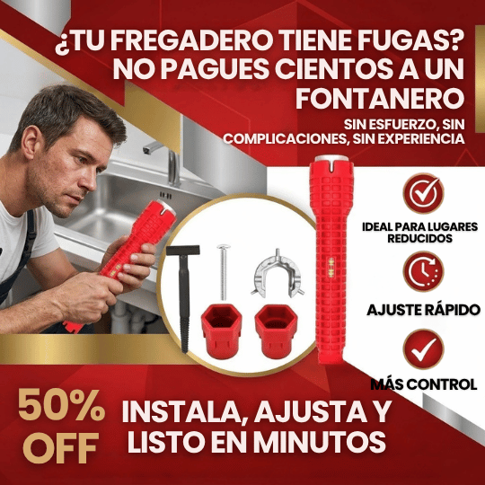 Llave Multifuncional 8 En 1 para Instalar y Aflojar Tuercas en Espacios Díficiles