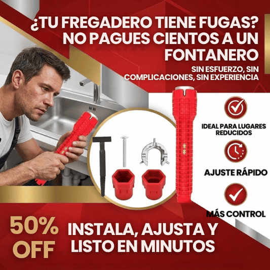 Llave Multifuncional 8 En 1 para Instalar y Aflojar Tuercas en Espacios Díficiles