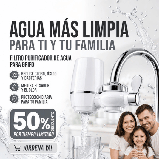 Filtro Purificador de Agua para Grifo - Elimina Impurezas y Bacterias ¡Agua 100% Limpia!