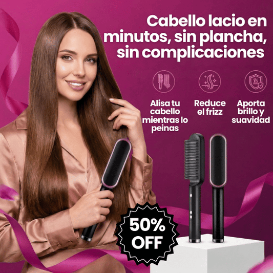 Cepillo Alaciador Eléctrico con Placas de Cerámica Antifrizz - Alisa y Peina en Minutos sin Maltratar tu Cabello