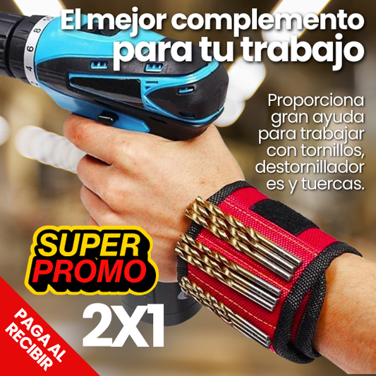 Muñequera Magnética para Tornillos y Herramientas - ¡Te sujeta todo mientras trabajas!
