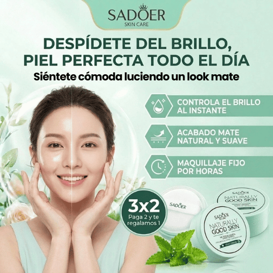 Polvo Facial Matificante para Controlar Grasa y Brillo en la Cara - ¡Luce una Piel Lisa como de Porcelana!