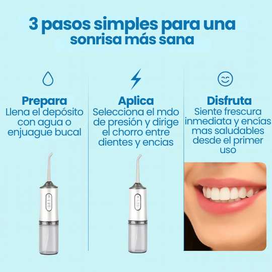 Irrigador Bucal - ¡Lava tus dientes, lengua y encías con agua a presión!