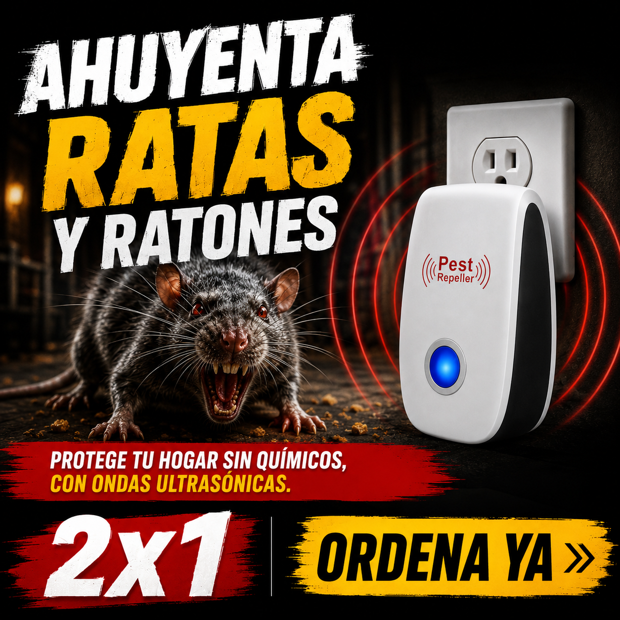 Repelente Ultrasónico Anti Plagas Potente De 360° Para Casa - ¡No más Cucarachas, Ratones Y Mosquitos!