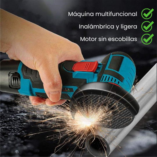 Amoladora Esmeril Angular Cortador Inalámbrico con Estuche y 2 Baterías