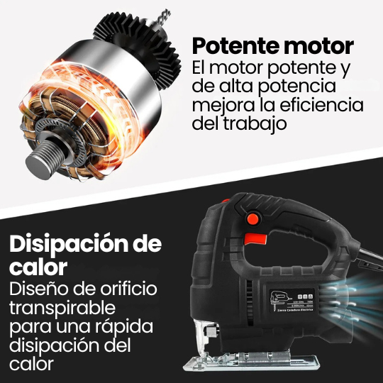 Sierra Caladora Eléctrica 6 Velocidades, 3000 RPM + Accesorios