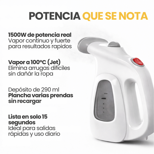 Plancha De Vapor Vertical de Calentamiento Rápido - Portátil y Práctica