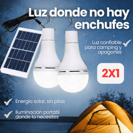 Focos Solares Recargables Portátil - Ideal para Camping o Emergencias
