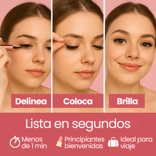 Kit 3 Pares de Pestañas Magnéticas Reutilizables con Delineador Imantado - ¡3 estilos!