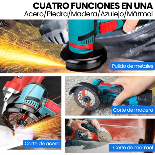 Amoladora Esmeril Angular Cortador Inalámbrico con Estuche y 2 Baterías