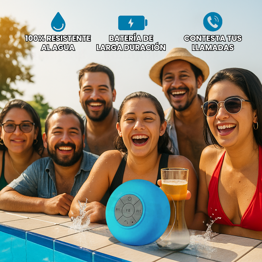 Bocina para Regadera con Bluetooth y Ventosa - Portátil & Resistente al Agua