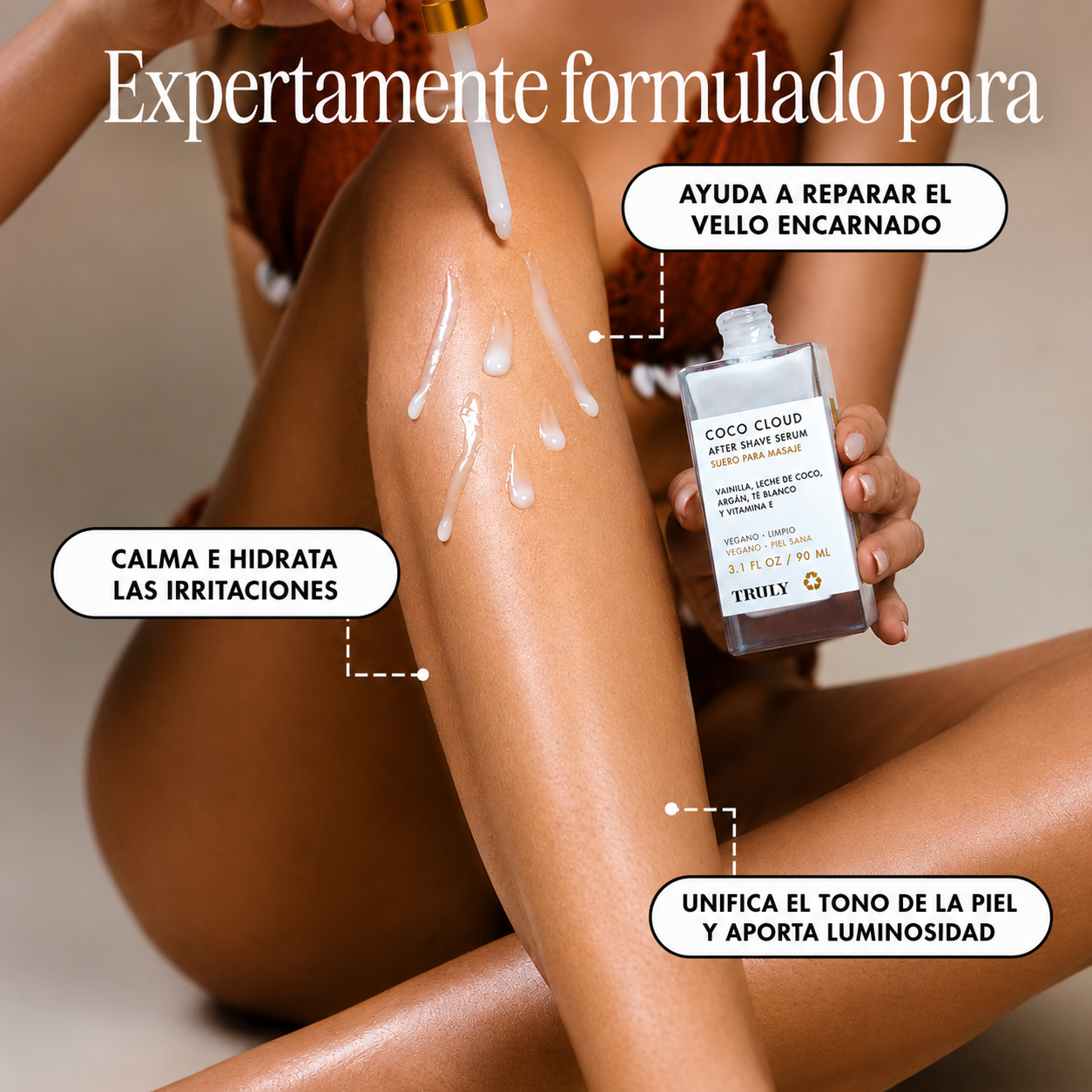 Truly Beauty Sérum Hidratante para Después del Afeitado con Leche de Coco y Vainilla 90 ml