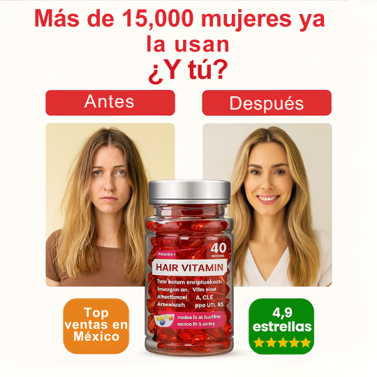 Vitaminas en cápsula para el Cabello - ¡Repara, Nutre y Suaviza! - 40 Cápsulas