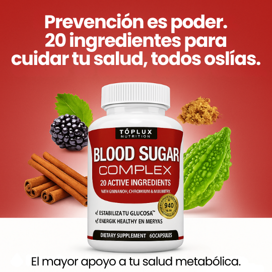 Suplemento para Control y Balance de Azúcar en sangre con 20 Ingredientes Activos - Fórmula Avanzada