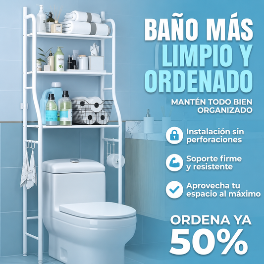 Estante Organizador de Baño Metálico Multifuncional de 3 Niveles