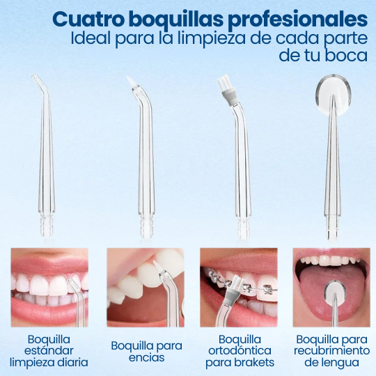 Irrigador Bucal - ¡Lava tus dientes, lengua y encías con agua a presión!
