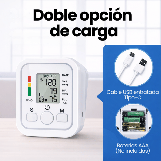 Monitor digital de presión arterial de brazo fácil de leer - Baumanómetro Profesional