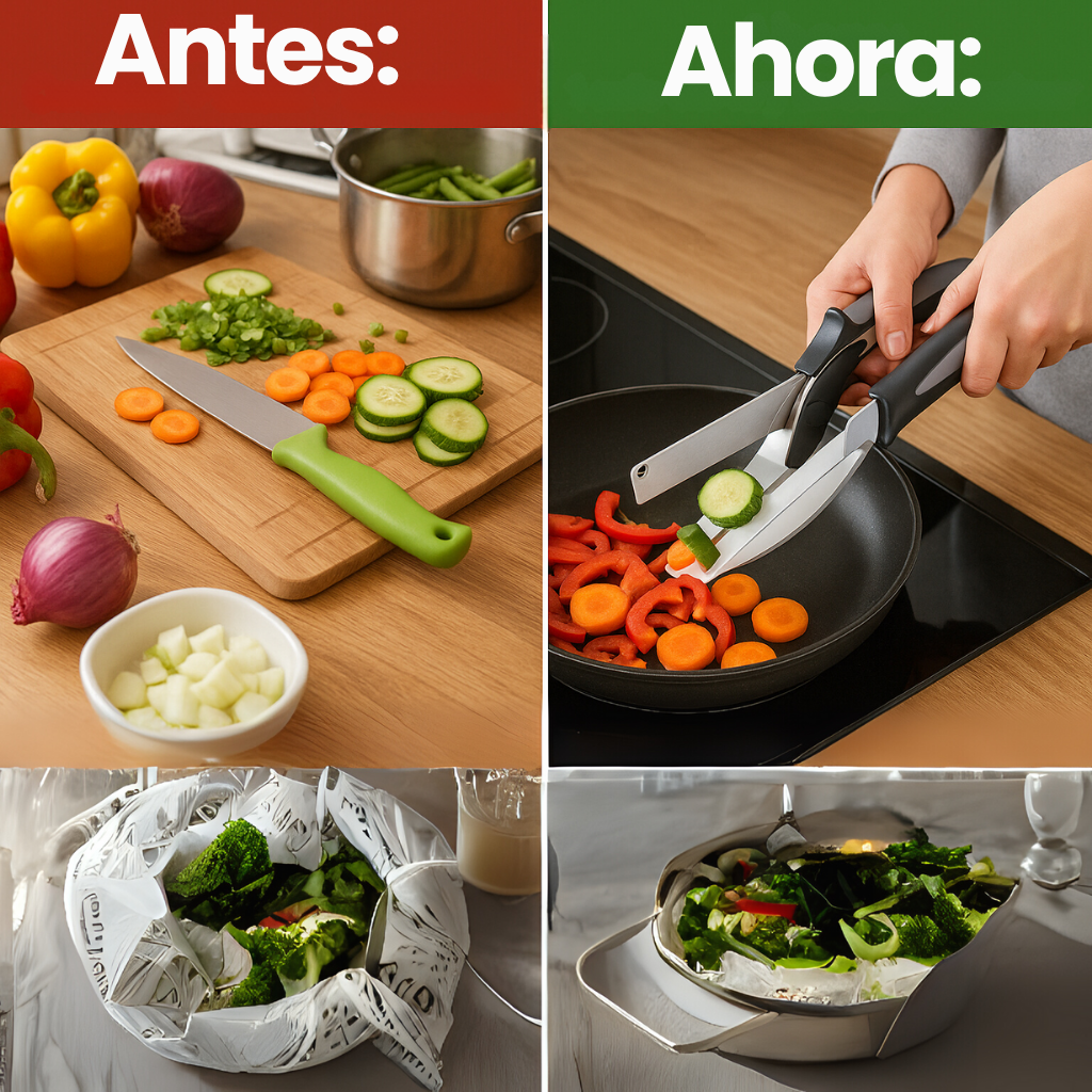 Cuchillo-Tijera 2 En 1 - Picador de Alimentos Inteligente Smart Cut®