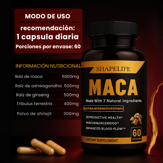 Suplemento Maca Negra 60 Cápsulas - ¡Afrodisiaco Natural!