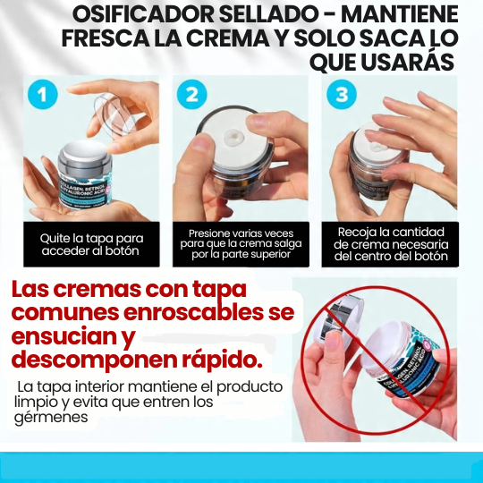 Crema Facial Antiarrugas con Colágeno, Retinol y Ácido Hialurónico - Rejuvenecedora Día/Noche