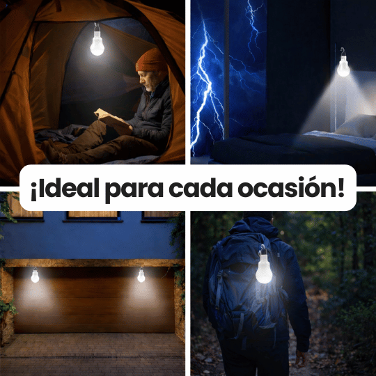 Focos Solares Recargables Portátil - Ideal para Camping o Emergencias