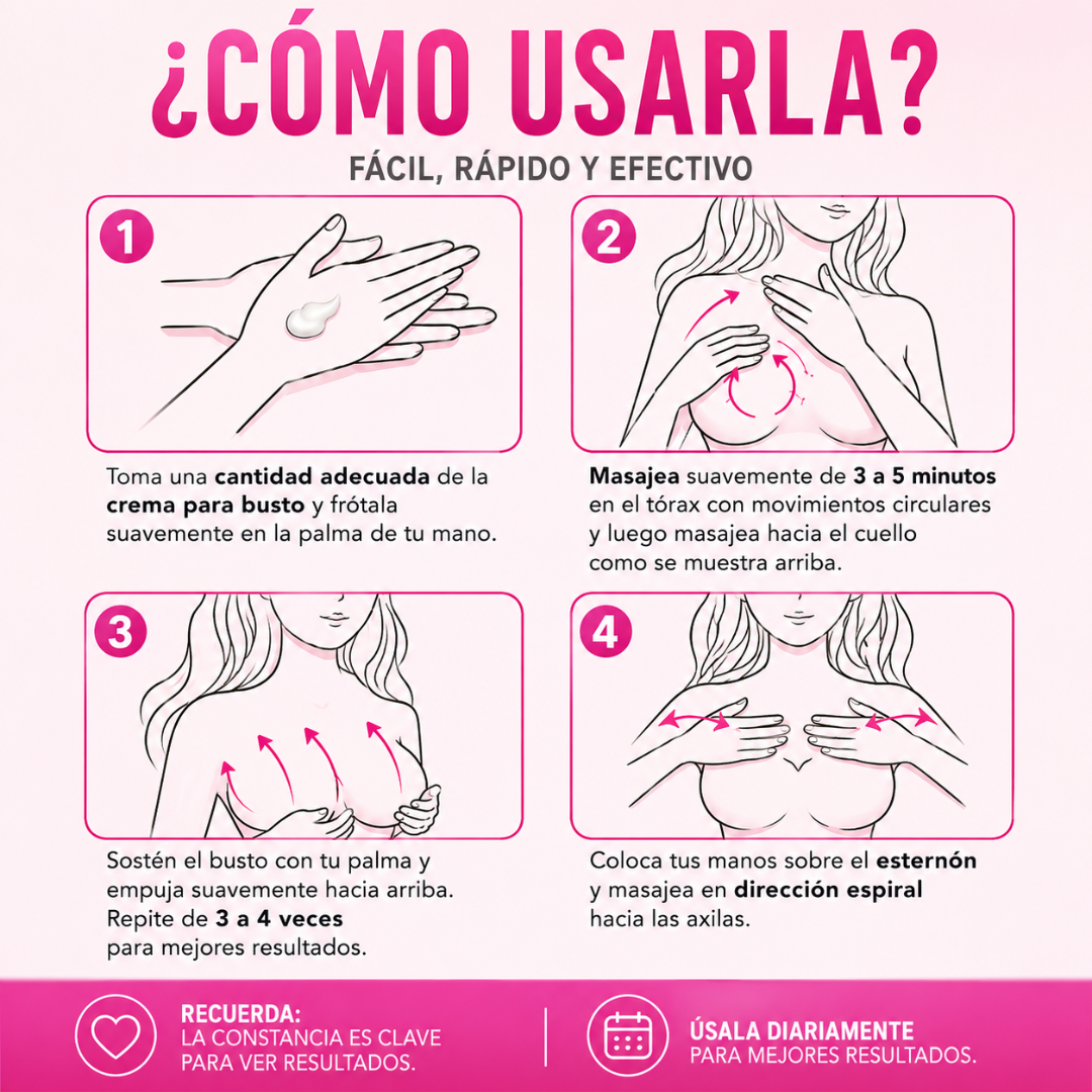 Crema para Aumentar, Reafirmar y Mejorar la Apariencia del Busto - Incluye Masajeador