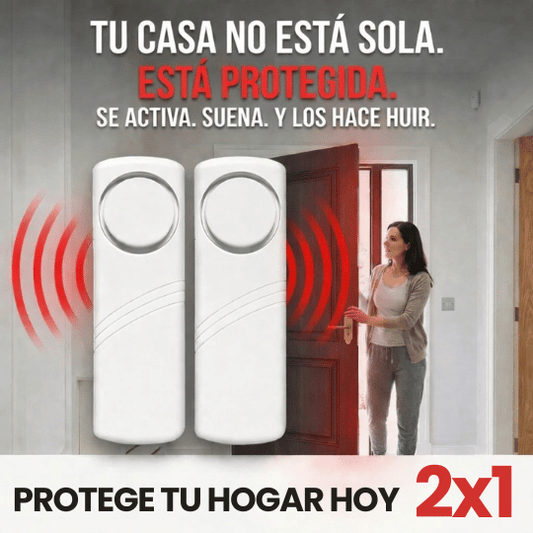 Alarma Inalámbrica Magnética Antirrobo con Sensor de Apertura para Puertas y Ventanas - Hogar más Seguro 2x1
