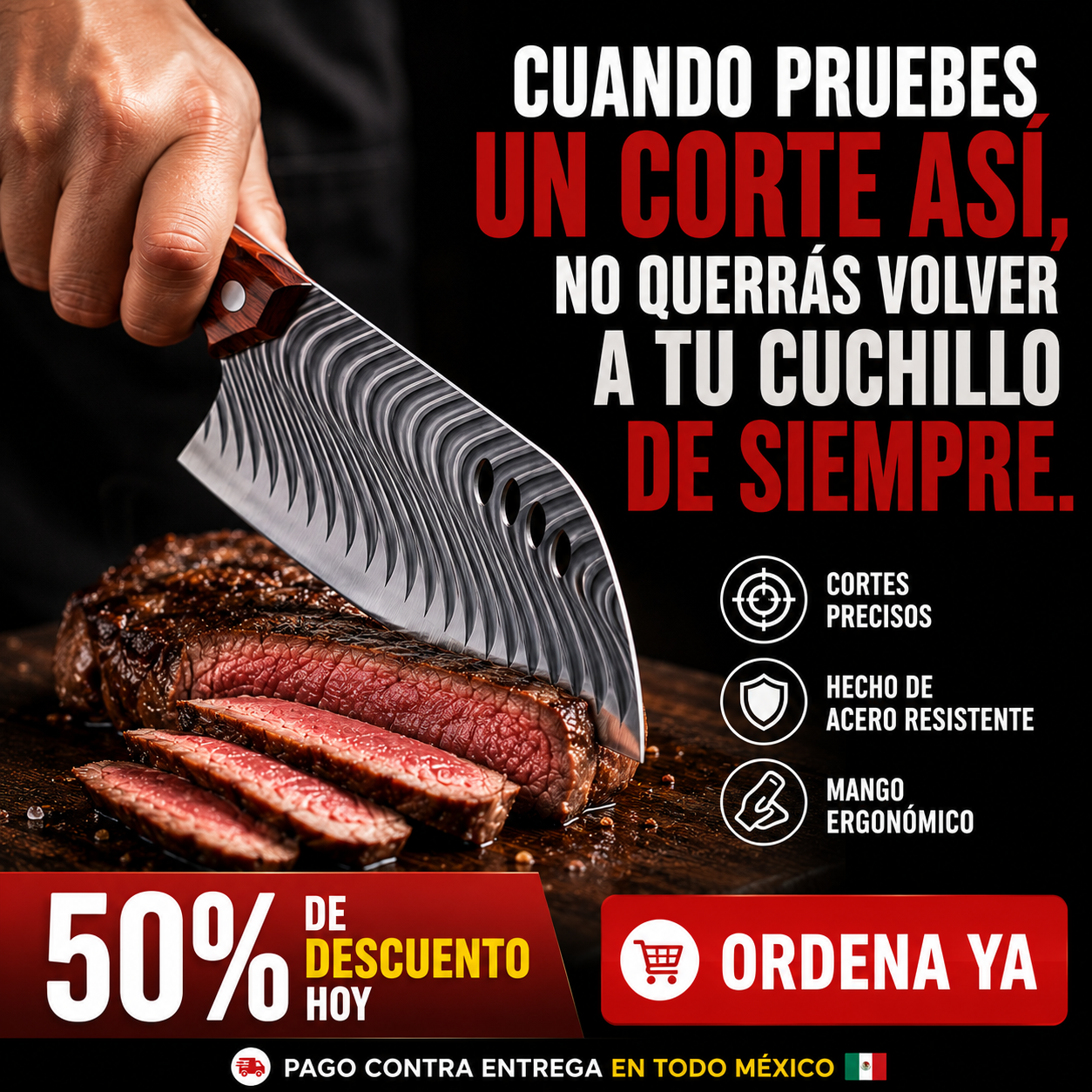 Cuchillo Grande De Acero Forjado Para Carne - Ultra Resistente