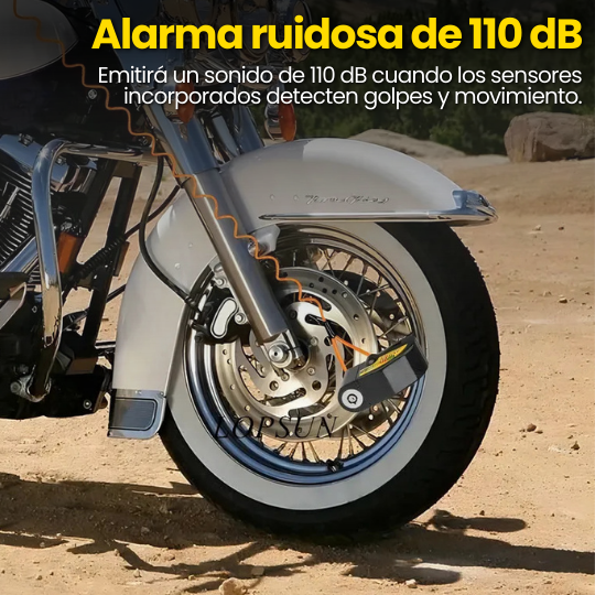 Candado con Alarma para Freno de Disco de Moto (Alto volumen) ¡Evita que te roben tu moto!