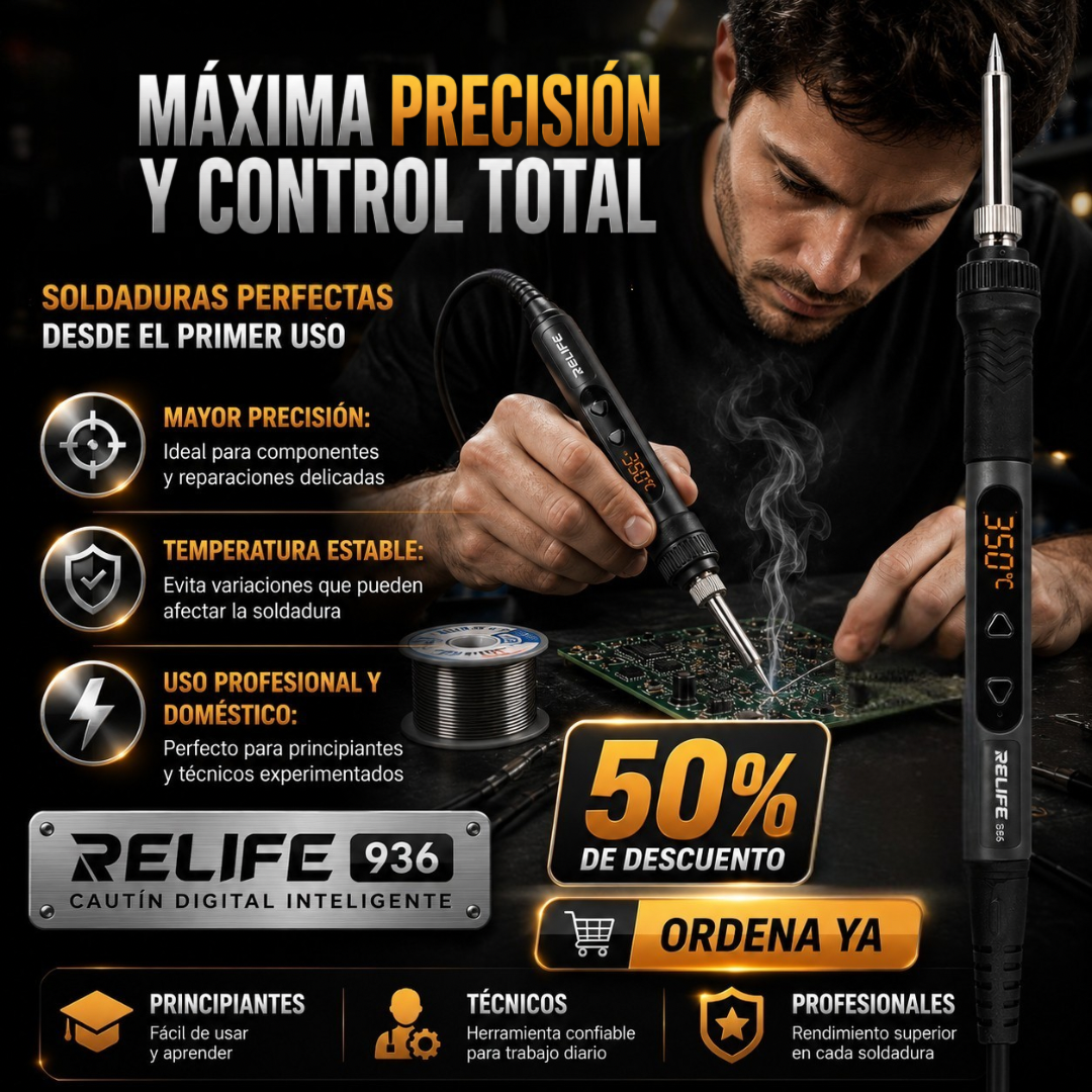 Cautín Digital Profesional 90W con Temperatura Ajustable de Calentamiento Rápido y Punta Removible