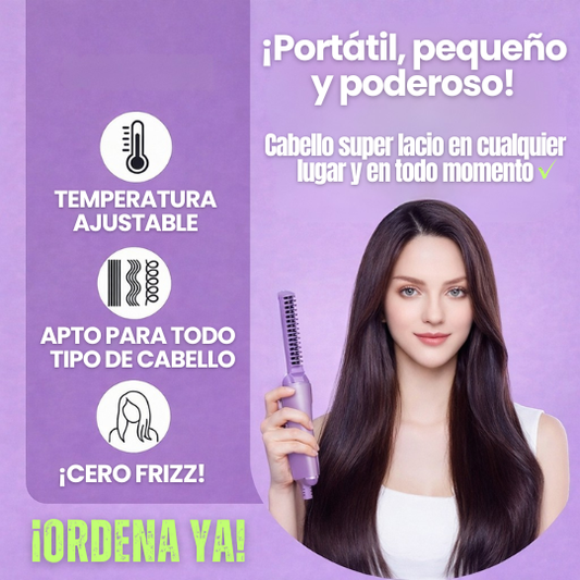 Cepillo Alisador Portátil con Calentamiento Rápido - Alisa y Reduce Frizz en Minutos