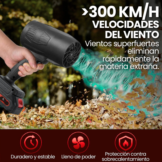 Soplador de Aire Inalámbrico de Alta Potencia con 2 Baterías - ¡Adiós Escobas por Siempre!
